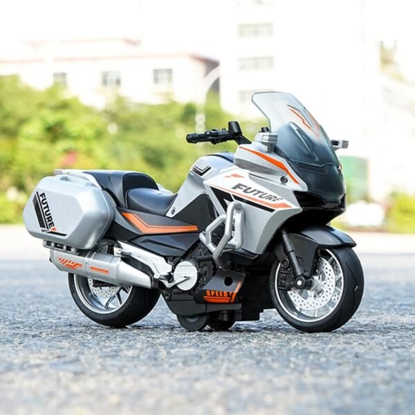 Police Motorcycle Toy - Pull Back Motorcycle Toys, Tiny Gift with Music Lighting, Latte Motorcycles Toy for Kids Boys Age 3-8 Year Old [Multicolor] (1:12 Scale Kawasaki Ninja H2R-Silver) - Image 6