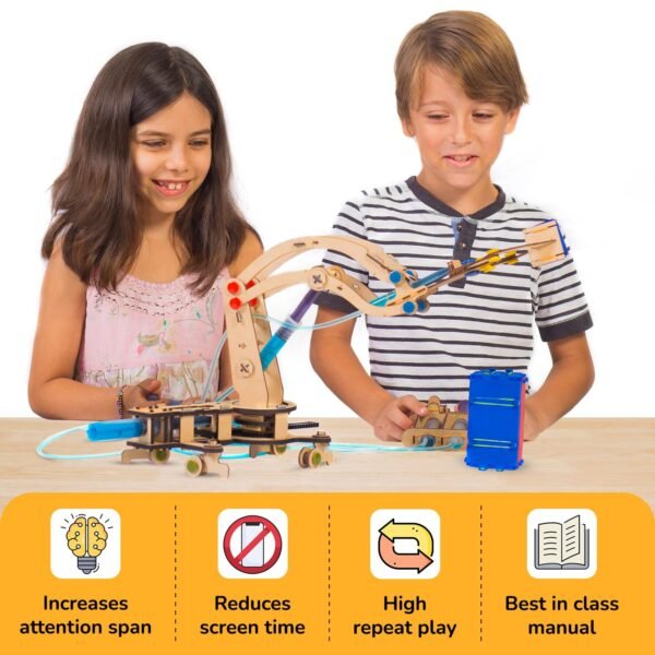 Smartivity Hydraulic Crane, STEM DIY Fun Toy, Educational & Construction Based Activity Game Kit for Kids 6 to 14, Best Birthday Gift for Boys & Girls 6-8-10-12-14 Years Old, Made in India - Image 2