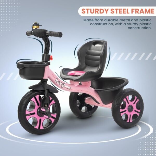 Baybee TRIGx Baby Tricycle for Kids | Smart Balanced Baby Trikes with Comfort Seat, Front & Back Storage Baskets & Eva Wheels | Children Bicycle for Kid | Kids Cycle for 2-5 Years Boy Girl (Pink) - Image 6