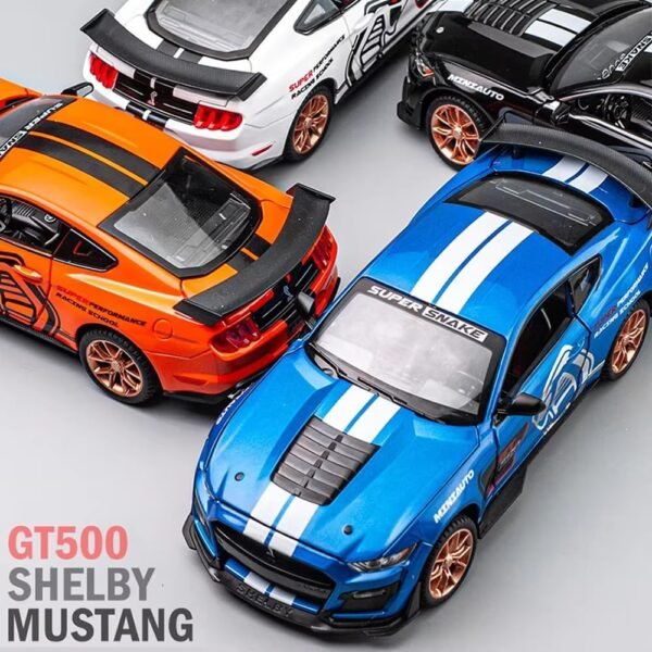 1:32 Mustang Shelby Gt500 Diecast Metal Pull Back Car with 4 Openable Doors with Sound and Light Toy Decoration car Best Gift Toys for Kids ?Colors as Per Stock? - Image 2