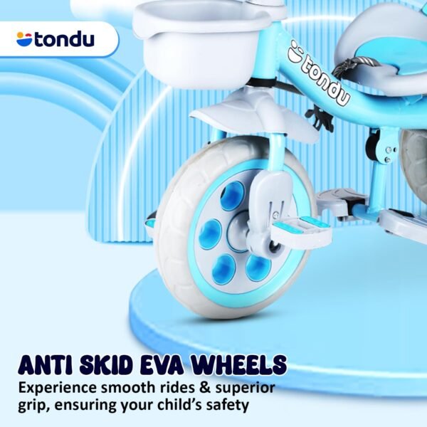 TONDU Kiddo Tricycle for Kids/Baby with Storage Basket | Seat Belt with Parental Control Baby Tricycle (Blue) - Image 2