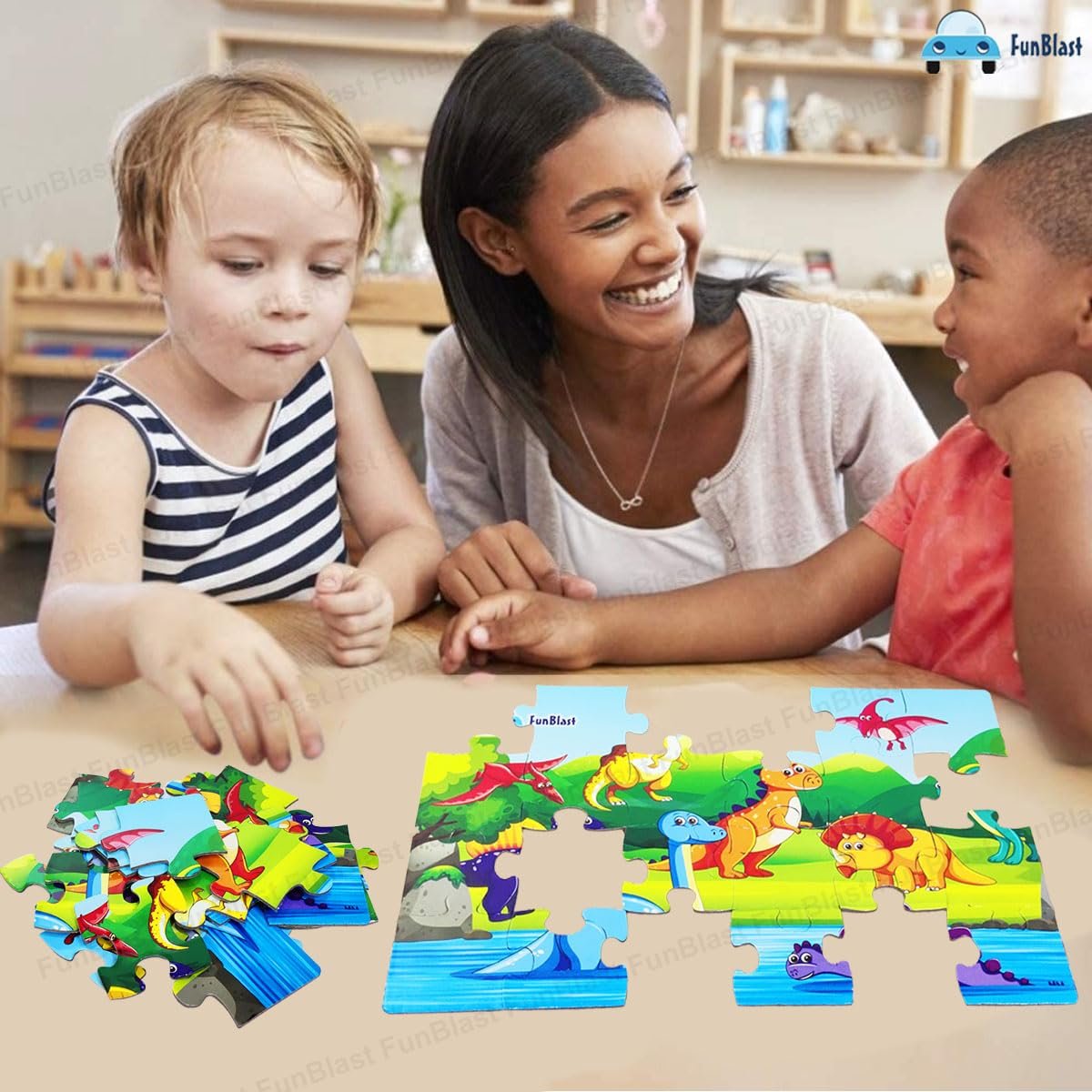 FunBlast Dinosaur Jigsaw Puzzle for Kids Jigsaw Puzzle for Kids of Age 3-5 Years – 24 Pcs (Multicolor, Size 30X22 cm) - Image 2