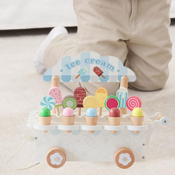 Lyla Wooden Ice Cream Toy Education Pretend Play for Kids 3-8 Year Old Boys Girls White - Image 5