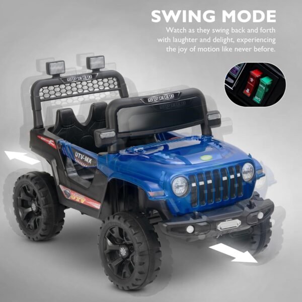 Wishmaster Driving EV Cars for 1, 2, 3, 4, 5, 6 Years | Remote + Steering + Mobile App Control | Kids Jeeps (Entery Level Jeeps [2-6 Years]- Thar, Blue) - Image 5