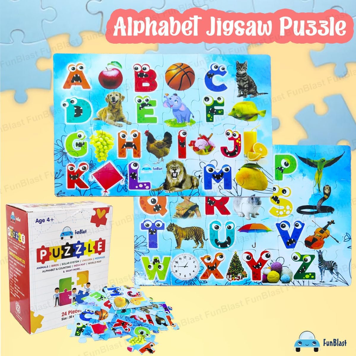 FunBlast Alphabet Jigsaw Puzzle for Kids Jigsaw Puzzle for Kids of Age 3-5 Years – 48 Pcs (Multicolor, Size 30X22 cm) - Image 6