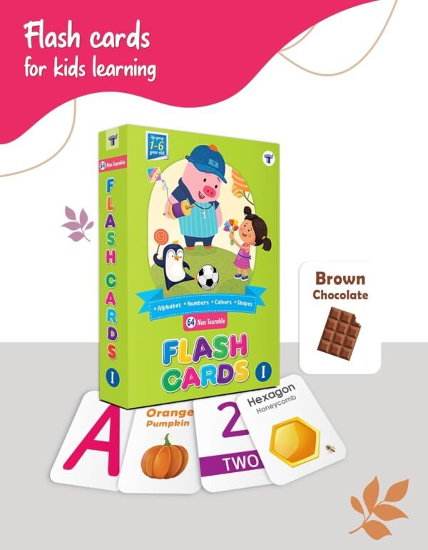 Flash Cards for Kids Learning Toys | Alphabet, Numbers, Colours and Shapes Flashcards | Activity Cards for 1-6 Years Old Kids | 64 Non Tearable Cards