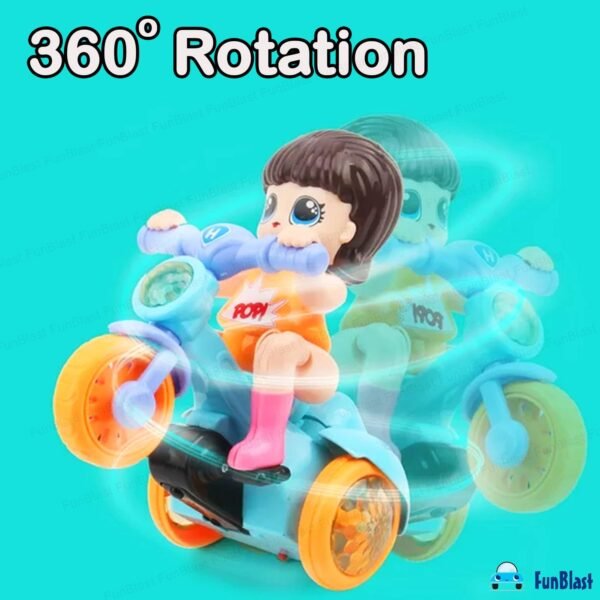 FunBlast Musical Tricycle Toys - Stunt Bicycle Toys, Bump & Go Vehicle Toy with Sound & Flashing Light, Tricycles Toys for Kids 3+ Years (Random Color) - Image 4