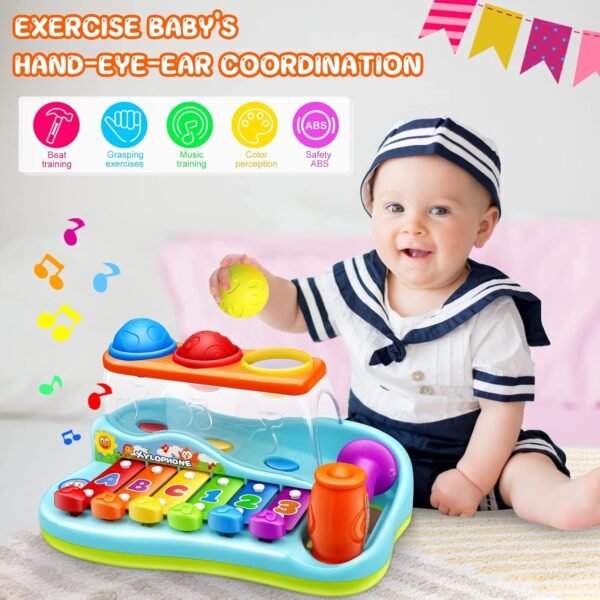 Baby Toys 12-18 Months Hammer Pounding Xylophone Kids Gifts for 1 2 3+ Year Old Boys Girls, Early Educational with Music Balls, Christmas Birthday Toys for 6 to 12 Months - Image 4