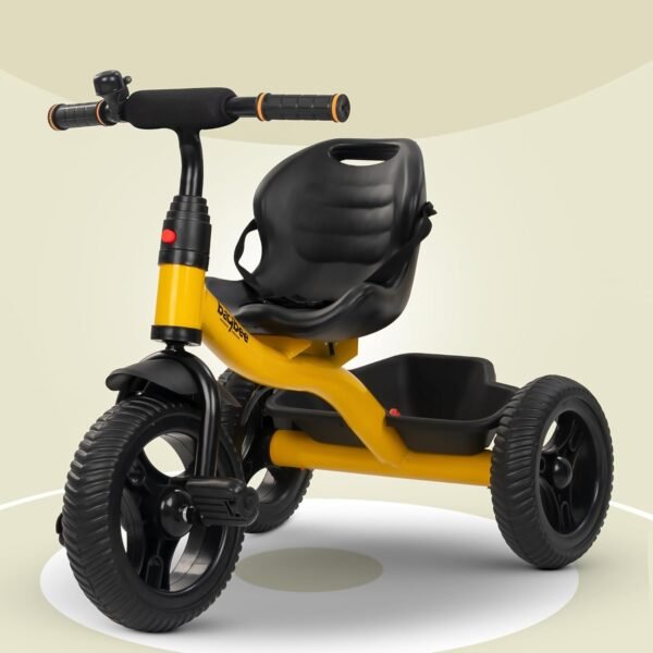 Baybee Hubble Baby Tricycle for Kids | Balanced Baby Trikes with Safety Belt, Eva Wheels & Storage Basket for Toys | Children Bicycle for Kid | Kids Cycle for 2-5 Years Boy Girl (Yellow)