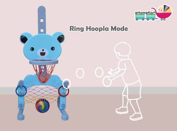 eHomeKart Basketball Toy Set - 3 in 1 Multi Activity Play Centre - Basketball, Football Gate & Ring Hoopla - Age 1-5 Years, 5 Height Adjustable Settings - Perfect Toys for Indoor & Outdoor (Teddy) - Image 6