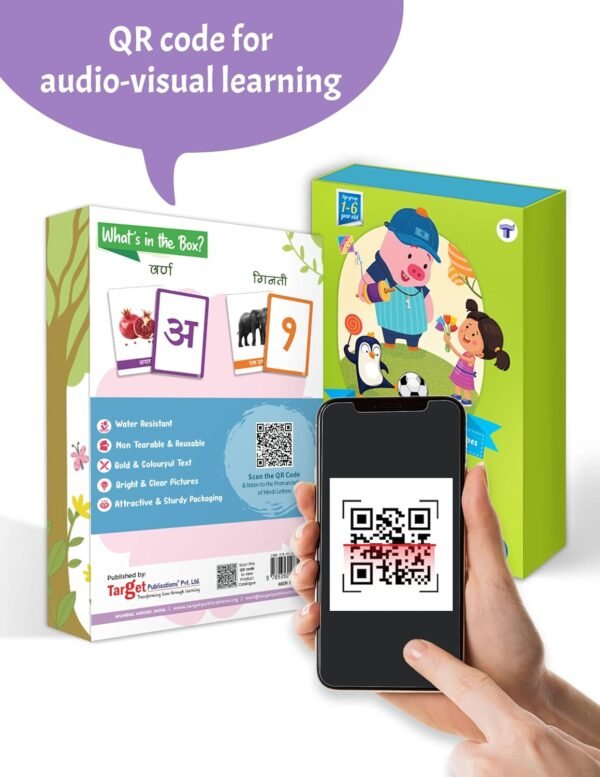 English and Hindi Flash Cards for Kids | 128 Non Tearable Flash Cards | Contains English Alphabet, Numbers, Hindi Varnamala, Letters | 1-6 Years | Set of 2 - Image 4