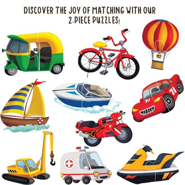 Transport Puzzle Box for Kids - 60 Piece Transport Jigsaw & Toddler Puzzles with 1 Board Book-Educational Toy for Cognitive Development | Return & Birthday Gifts by Majestic Book Club - Image 3