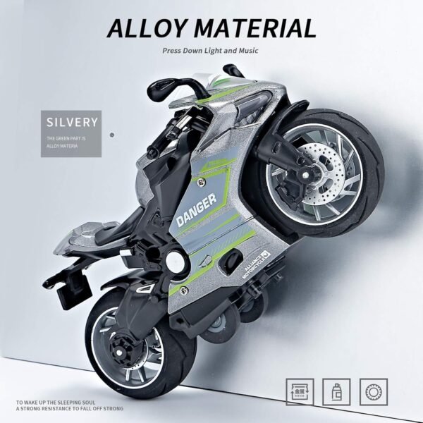 Police Motorcycle Toy - Pull Back Motorcycle Toys, Tiny Gift with Music Lighting, Latte Motorcycles Toy for Kids Boys Age 3-8 Year Old [New] (R1-Silver) - Image 4