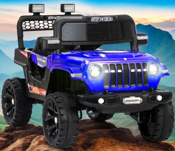Wishmaster Driving EV Cars for 1, 2, 3, 4, 5, 6 Years | Remote + Steering + Mobile App Control | Kids Jeeps (Entery Level Jeeps [2-6 Years]- Thar, Blue)