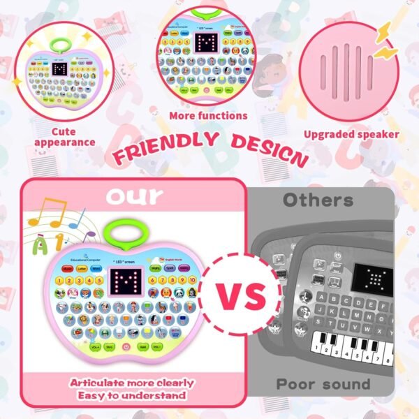 SUPER TOY Alphabet Number Learning Electronic Tablet LED Display Musical Laptop Toy for Toddlers Age 2-5 Years Boys Girls Birthday Gift - Image 4