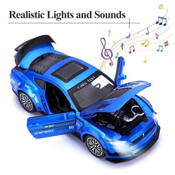 1:32 Mustang GT500 Toy Car Metal Pull Back Diecast Car with Openable Door and Sound Light, Gifts Toys for Kids? Blue ?