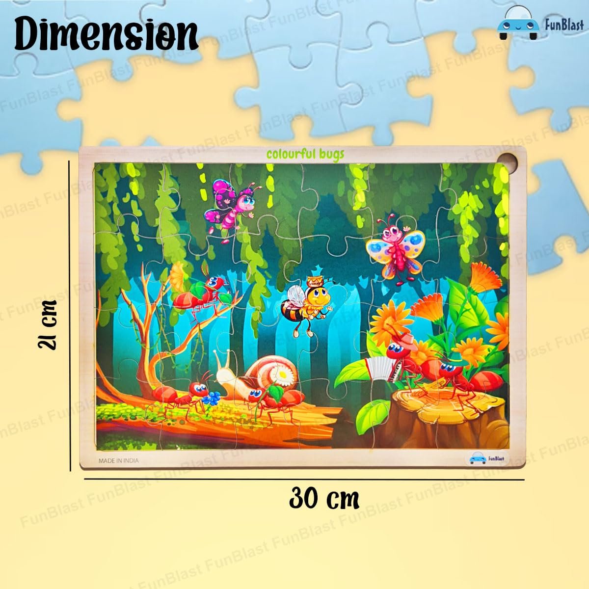 FunBlast Puzzles for Kids - 24 Pcs Honey Bee Jigsaw Puzzle for Kids of Age 3-5 Years, Wooden Board Jigsaw Puzzles, Floor Puzzle for Children, Learning and Educational Jigsaw Puzzle Toys - Image 3