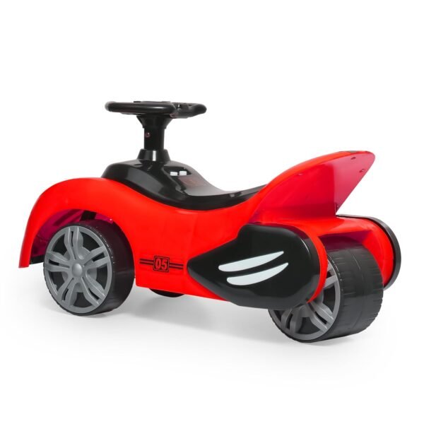 MLU Kids Ride-On Sports Car, Red and Black, Racing Style with Steering Wheel, LED Lights and Musics (1-4 Years) Red - Image 2