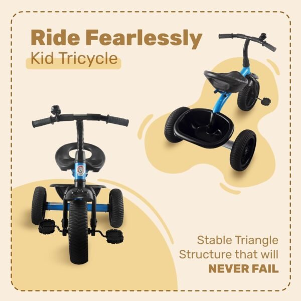 Retro Style Kids Tricycle | Tricycle for Kids | Boys|Girls Age Group 2 Years to 5 Years TZ_581 Blue - Image 3