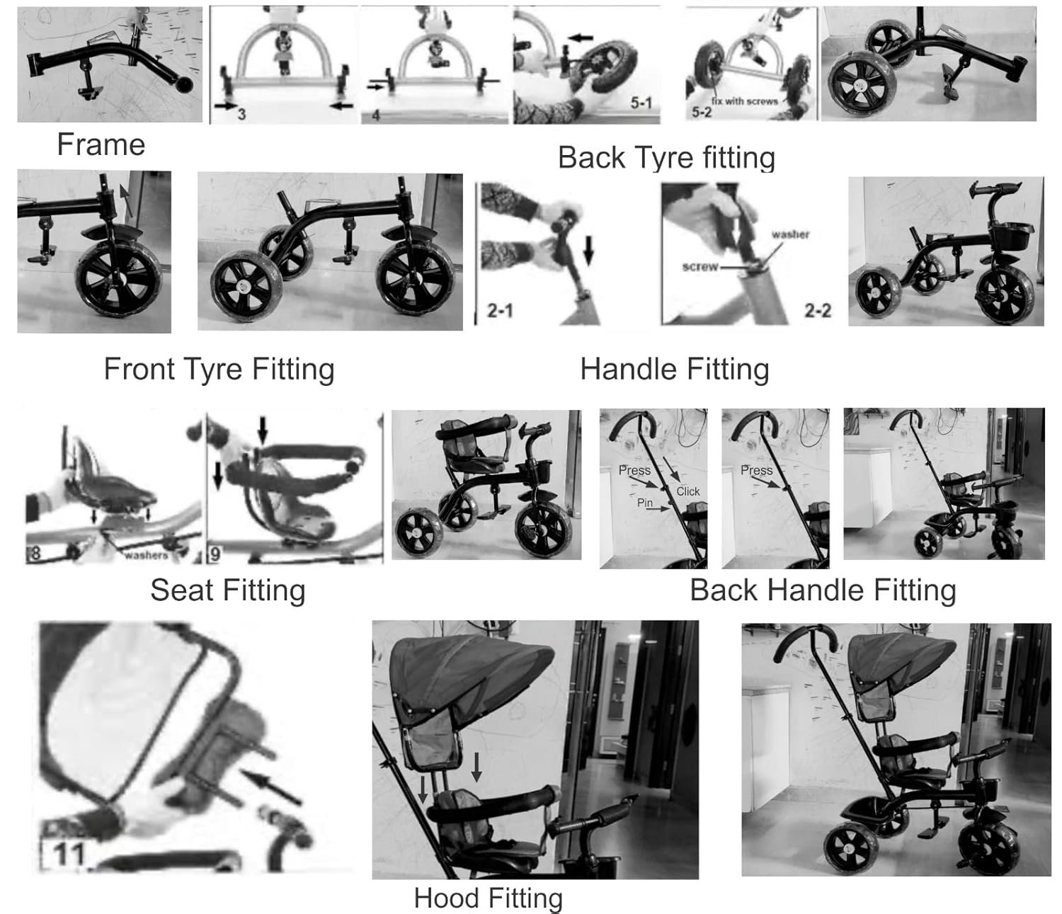 Parental Control Tricycle for Kids | Canopy Front Storage & Back Storage | Suitable for 1-3 Years Kids | Seat Capacity - 30 Kgs | Ultra Comfortable Cushion (Color - Black) - Image 6