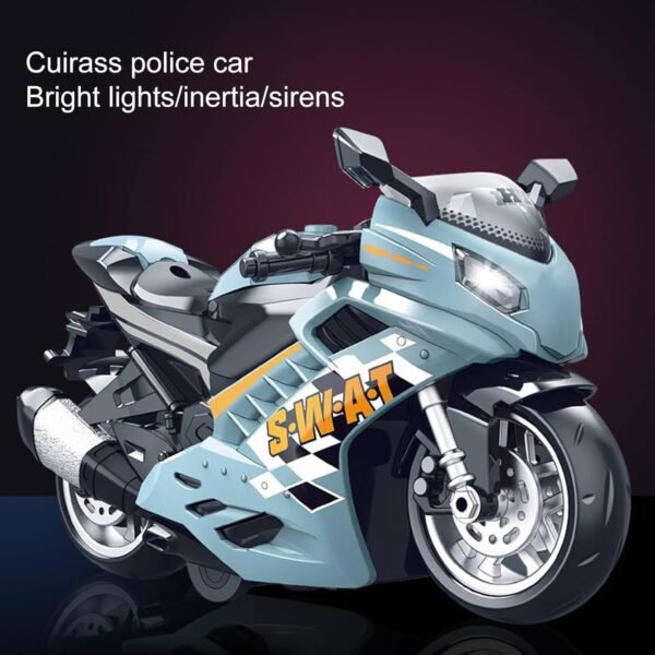 WORSHIPER Police Motorcycle Toy - Pull Back Motorcycle Toys, Tiny Gift with Music Lighting, Latte Motorcycles Toy for Kids Boys Age 3-8 Year Old-Pack of 1[Color As Per Stock] - Image 6