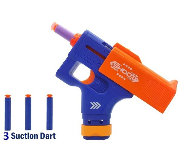 Toy Cloud Mini Soft Blaster Manual Soft Bullet Shooting Toy with 3 Safe Foam Bullets for Kids, Safe and Long Range Shooting Gun - Multicolour - Image 4