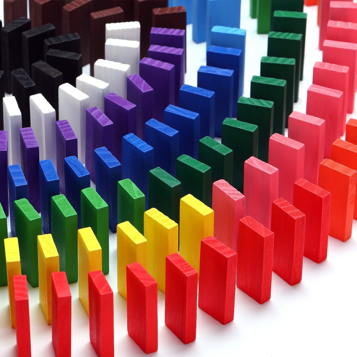 Non-Toxic Wooden Dominoes Building Blocks Set for 3-8 Years Old Kids,12 Multi Color,100 Piece