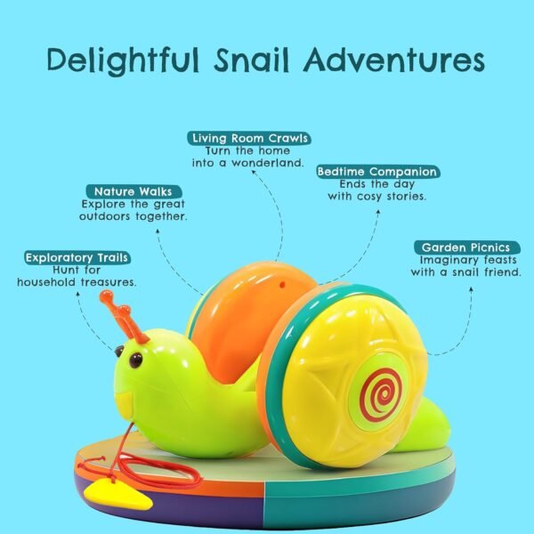 Pull Along Toy for 1+ Years Old Super Snail Pull Along Child Toys 2-5 Years- Green - Image 5