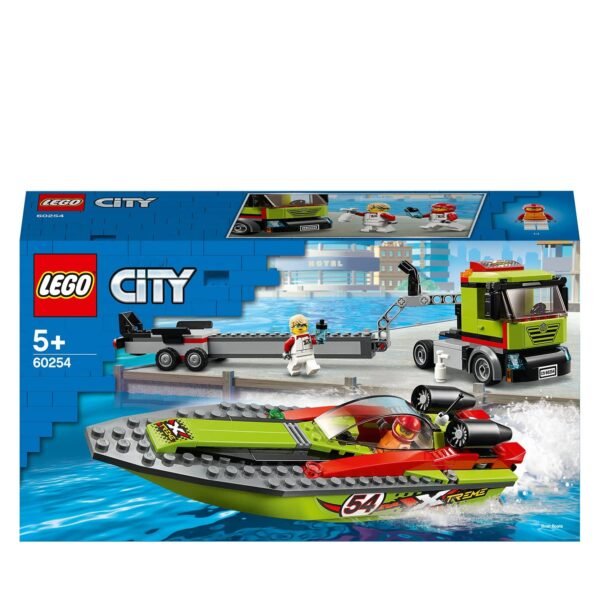 LEGO 60254 Kid\'s City Great Vehicles Race Boat Transporter Floating Bath Truck Toy With Building Block Trailer And Speedboat (Multicolor, 5 - 7 Year Old) - Image 6