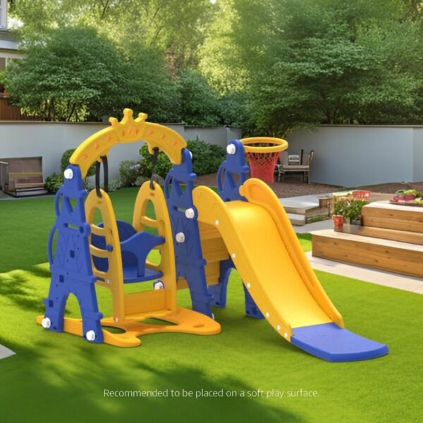 Amazon Brand - Solimo 3-in-1 Garden Castle Slide & Swing for Indoor & Outdoor Use | for Kids 2-8 Years Old | Safe & Fun | Ideal for Boys & Girls | Toy for Kids | Easy Assembly, Multicolor - Image 2