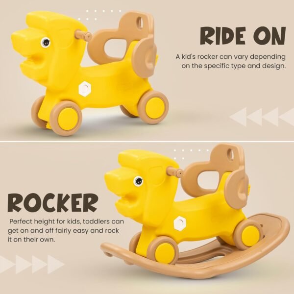 Baybee 3 in 1 Baby Rocker & Ride on Toy Car for Kids | Push Ride on Kids Car with Balancing Board & Safety Guardrail | Rocker for Babies | Indoor Outdoor Rocking Chair for Toddlers 1-3 Years (Lion) - Image 4