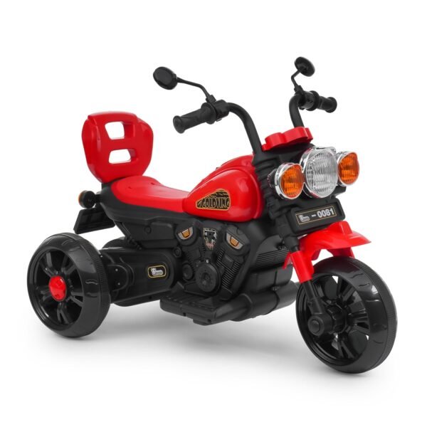 6V Electric Kids Bike Rechargeable 6.5 Ah Battery Inbuilt Imported Motor Drive Music Player LED Light & Foot Accelerator for Ages 1-6 Years (Goldving Electric Bike, Red) - Image 2