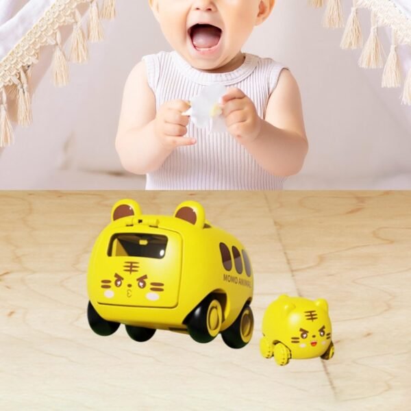 Toy Baby Press Car Interactive Cartoon Inertia Bus for Children Kids 1+ Year Old Yellow
