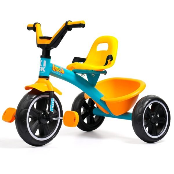 Luusa® Kick TRICYCLES for Kids | Kids Tricycle with Adjustable Seat Belt and Safety Features | Durable Frame | Suitable for Ages 1-5 Years | Multiple Colors Made in India (Yellow)