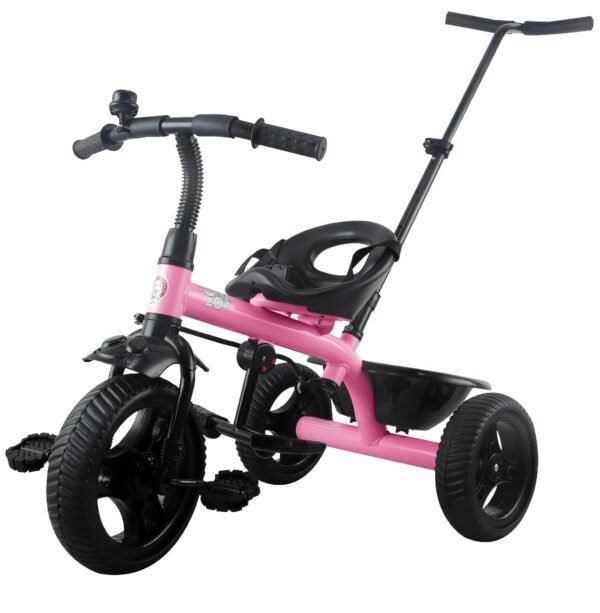 Mini Prima Tricycle for Kids | Tricycle for Kids | Cycle for Kids 1-4 Years | Baby Cycle | Bicycle for Kids with Storage Basket, Cushion Seat and Seat Belt TZ-582 (Pink)