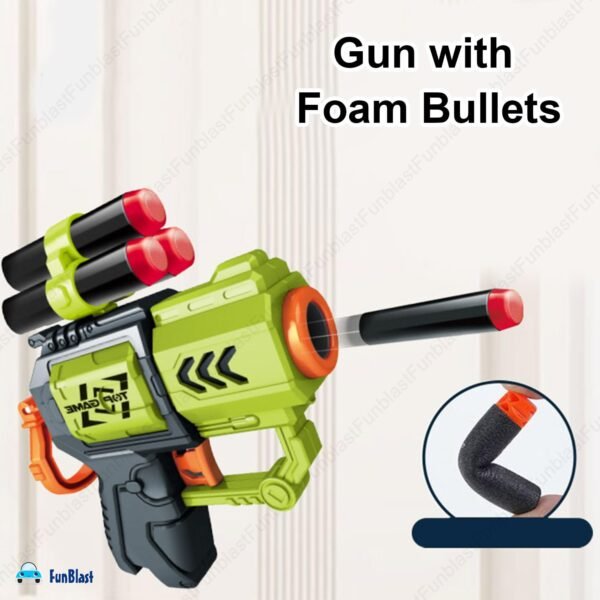 FunBlast Gun Toy – High Speed Manual Soft Bullet Gun with 4 Foam Bullets, Toy Gun Pistol for Kids, Long Range Shooting Darts Gun Toy for Kids, Boys, Children - Image 4