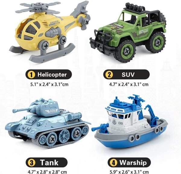 Food Transport Foldable Vehicles Car Toy Pack Of 4 With 1 Screwdriver Tools,Kids Stem Toys Including 1 Scooter,1 Truck,1 Rickshaw,And 1 Van For Toddlers Boys 2-6 Year Old,Multicolor - Image 6