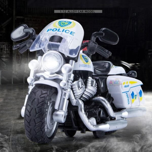 Pull Back Motorcycle Toys, Tiny Gift with Music Lighting, Latte Motorcycles Toy for Kids Boys Age 3-8 Year Old-Pack of 1-Police Moto - Image 2