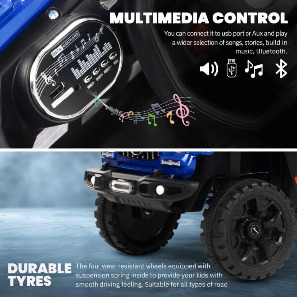 Wishmaster Rechargeable Battery Operated Driving Jeep Ride on for 1-6 Years | Remote + Manual Steering + Mobile App Control | Kids EV Cars (6 Month - Warranty, G-Wagon Blue) - Image 6