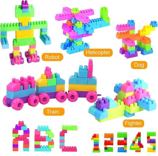 200 Piece Plastic Building Blocks Toy with Wheels for Kids,Block Game for 3-8 Years Old Kids Boys & Girls,Multi Color (200 Piece Building Block Toy) - Image 5