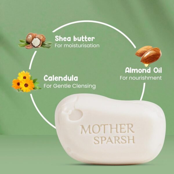 Mother Sparsh Plant Powered Natural Baby Soap - Pack of 4X75gms | Hypoallergenic & Tear-Free Soap for Babies, Newborns - Image 4
