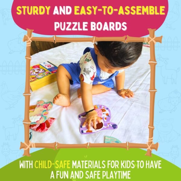 My First Touch And Feel Puzzle Farm Animal, Three Piece Puzzle Learning For Toddlers, Educational Toy For Pre-School And Montessori Kids, Birthday And Return Gift For 1-4 Years Old - Image 6
