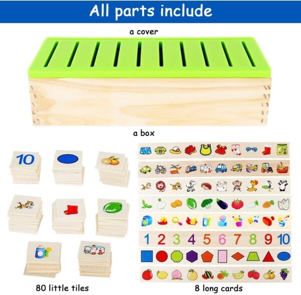 Little Mind Learning Toys Knowledge Classification Wooden Blocks for Children Preschool Preschool Kindergarten Games Autism Toys Motor Skills STEM for Girls Boys 2-4 Year Old, 80 Pcs - Image 6
