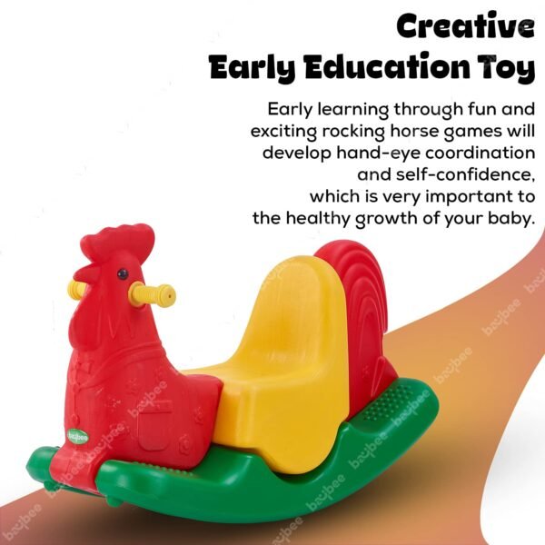 BAYBEE Baby Boys and Girls Rocking Chair Plastic Horse for Kids/Toddlers Ride-on Toy Rocker Indoors and Outdoors for 1-3 Years (Red) - Image 4