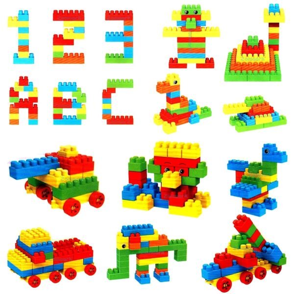 Big Sized Building Blocks for Kids with Wheel Blocks Game Toy Set for 3-8 Years Old Kids Boys & Girls,Random Color,200 Piece (Building Block Toys)