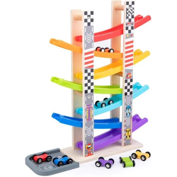 Colorful Ramp Racer Car Toy (1 Year Warranty) – 7 Layer Car Race Track for Kids, Safe & Durable Design with 7 Cars, Promotes Learning & Motor Skills, for Kids Ages 1 2 3 Years