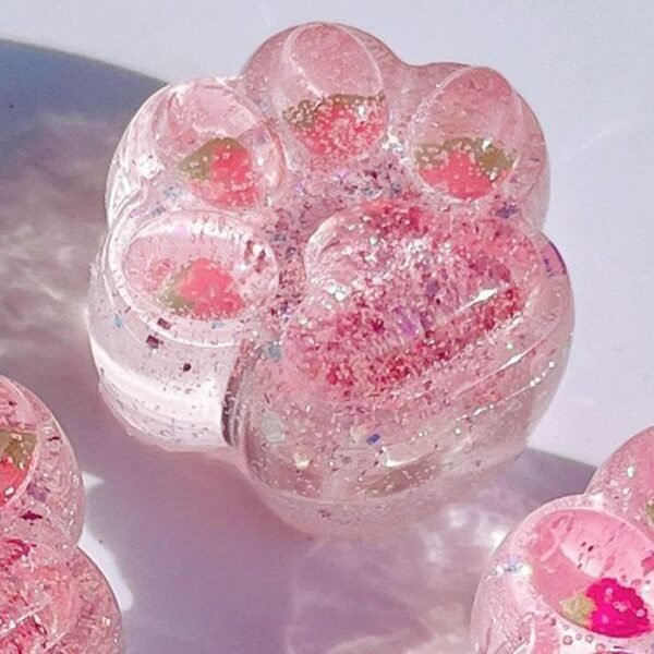 Cat Paw Sensory Toy Party Favors Pocket for Kids Adults Soft Rubber Hand Toy Pink - Image 2