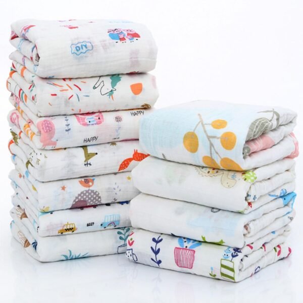 MOM CARE Muslin Bath Towel for Babies Cotton Super Soft Towels for Newborn Baby Highly Absorbent Bathing Towel,Kids Boys and Girls (Pack of 1) White Size 60 x 120 cm - Image 2