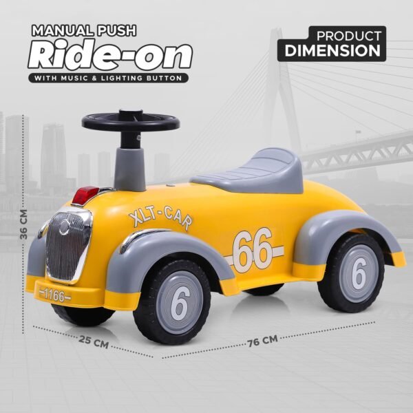 NHR Ride on Car Kids Play Ride on Toys PP Plastic 4 Wheel Magic Baby Slide Car (Yellow) - Image 3