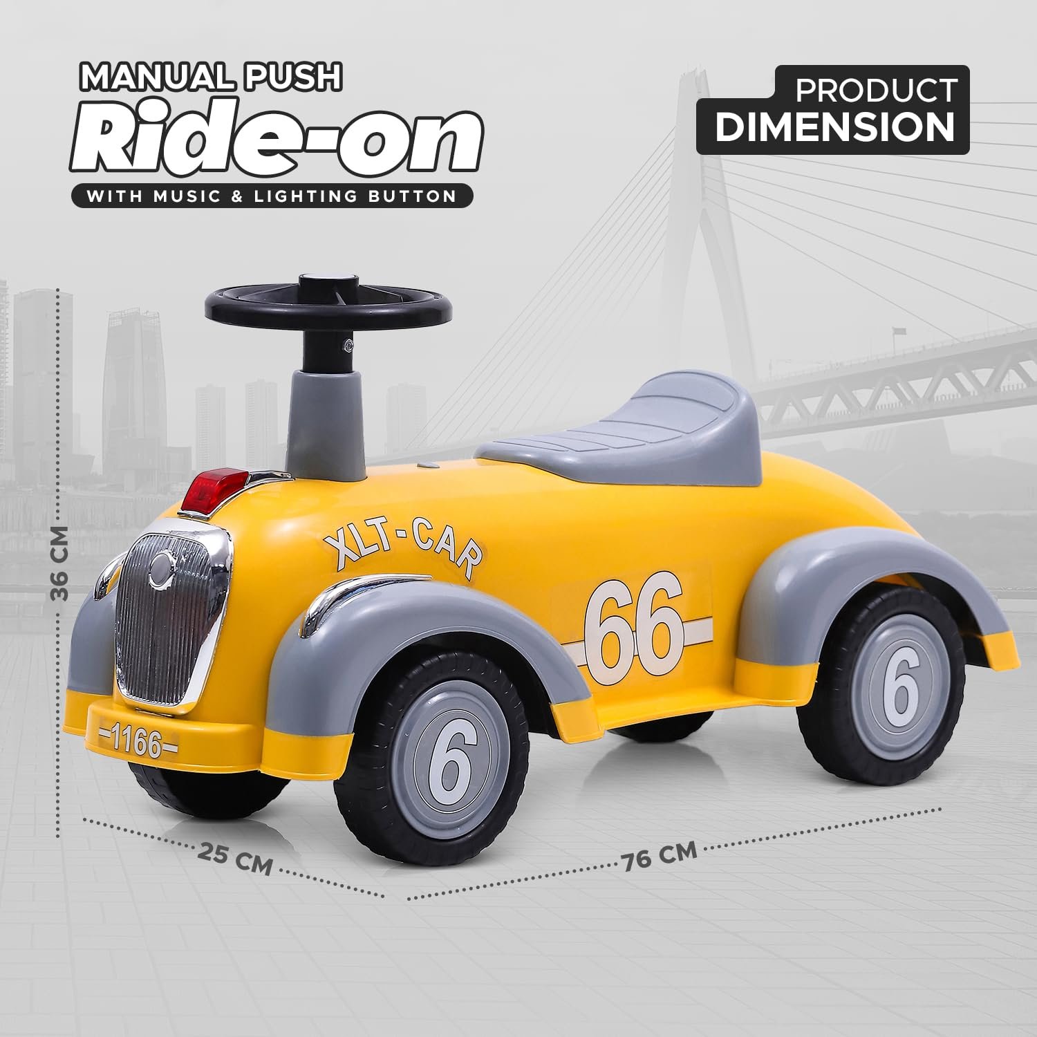 NHR Ride on Car Kids Play Ride on Toys PP Plastic 4 Wheel Magic Baby Slide Car (Yellow) - Image 3
